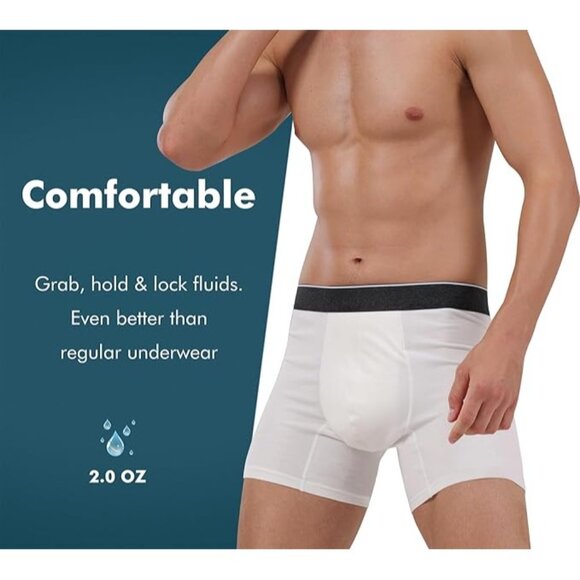 Incontinence Underwear Fly Front Opening Absorbent Leak Proof Boxer Brief 3 Pack - Picture 2 of 6